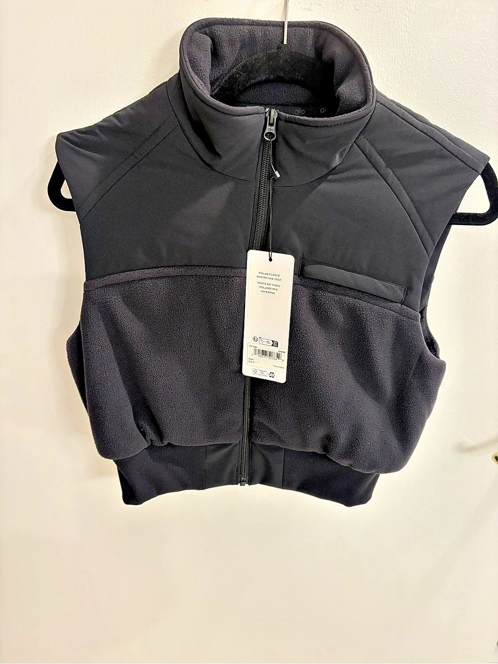 Alo Yoga Polar Fleece Wintry Mix Vest Black Polar Fleece Vest Size Small NWT